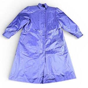 Vintage Fleet Street Purple Raincoat‎ Trench Coat Women's Long Sleeve pockets